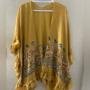 Bohemian Yellow‎ Kimono with Colorful Patterns One Size Fits all